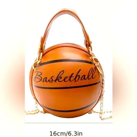 BASKETBALL SHAPE CROSSBODY MINI BAG, METAL CHAIN, LETTERS PRINTED - Picture 2 of 6